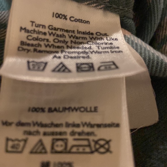 Eddie Bauer cotton shirt. Size L. Green plaid. - Picture 5 of 6